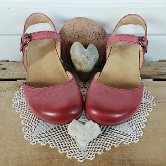 Red Dansko Tiffani Strappy Clog Slingback Sandal Mary Jane Milled 37 38 40 41 42 - Picture 9 of 12